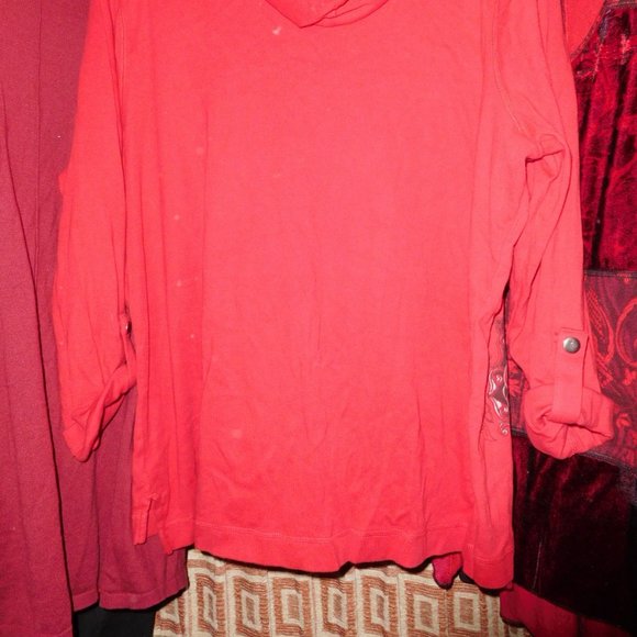3X STYLE & CO. RED HOODED FAUX LAYER TUNIC TOP GRAHIC DESIGN - Picture 10 of 10